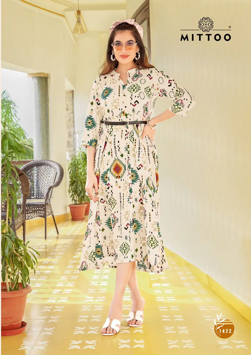 Belt Vol 17 By Mittoo Rayon Printed Party Wear Kurtis Wholesale Price In Surat